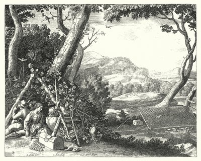Madárfogás (metszet) alkotó: Jacques Stella
