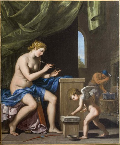Vulkán kovácsolja a nyilakat Ámornak, c. 1645. alkotó: Jacques Stella