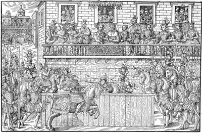 A verseny, ahol II. Henrik halálosan megsebesült, 1559 alkotó: Jacques Tortorel