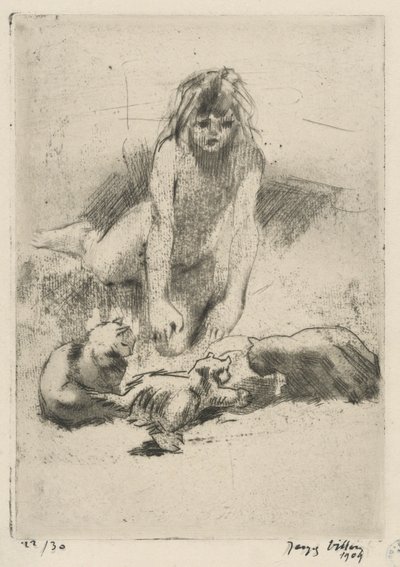 Minne et les chats buvant (Minne és az ivó macskák), a Le bain de Minne (Minne) lakosztályból alkotó: Jacques Villon