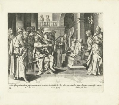 A szegény özvegy nagylelkűsége Vita, passio et resvrrectio Iesv Christi (sorozat címe) Krisztus élete, szenvedése és feltámadása (sorozat címe) alkotó: Jacques de Bie