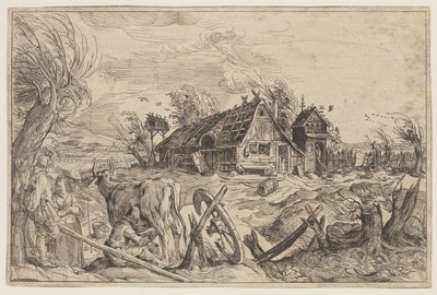 Tájkép egy parasztházzal alkotó: Jacques de Gheyn II