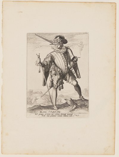Katona arquebusszal, II. Rudolf császár testőrségének tisztjei és katonái című képből alkotó: Jacques de Gheyn II