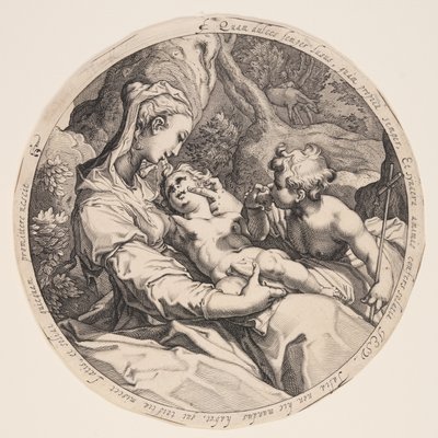 Szűzanya és gyermeke Keresztelő Szent Jánossal alkotó: Jacques de Gheyn II