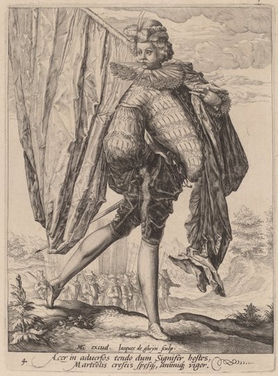 Széles karddal és pajzzsal felfegyverzett katona alkotó: Jacques de Gheyn II after Hendrik Goltzius