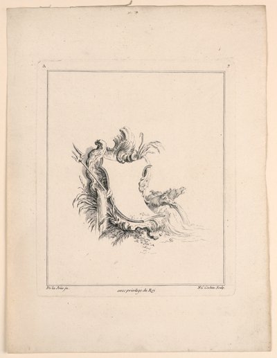 Escutcheon, a "Recueil Nouveau de Differens Cartouche"-ból alkotó: Jacques de Lajoüe