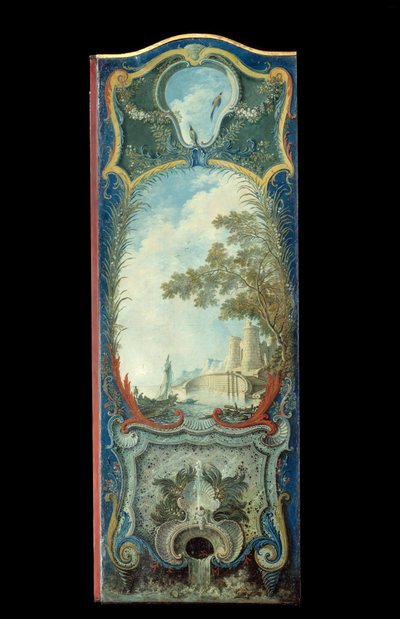 Bútorok: Jacques de Lajoue (1686-1761) maroufle papírra festett képernyője XVIII. alkotó: Jacques de Lajoüe