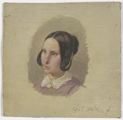 Lányfej biedermeier stílusú frizurával alkotó: Jakob Becker