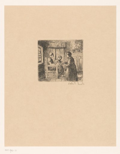 Belső három emberrel A betegek (cím a tárgyon) alkotó: Jakob Smits (signed by artist)