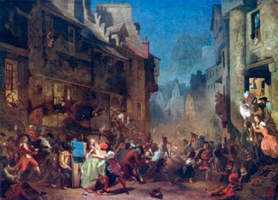 A Porteous Mob (színes litográfia) alkotó: James (after) Drummond