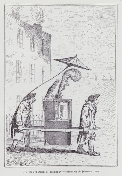 A tollas fejdíszt viselő nők divatját gúnyoló angol rajzfilm alkotó: James (after) Gillray