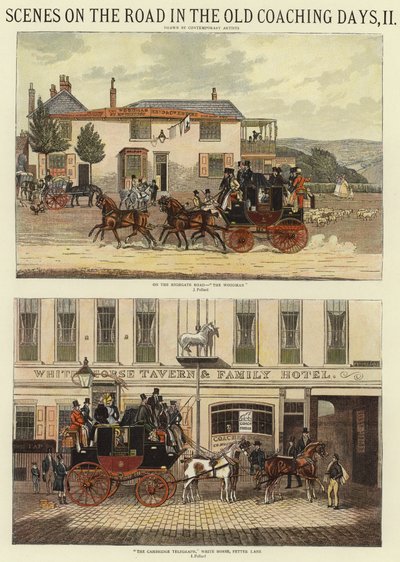 Jelenetek az úton a régi edzői napokban, II (színes litó) alkotó: James (after) Pollard