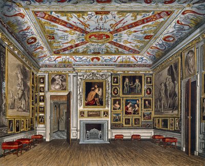 Tárgyalóterem, Daniel Havell (1785-1826) metszete, James Stephanoff (1788-1874 körül) terve alapján, A királyi rezidenciák története című kötetből. alkotó: James (after) Stephanoff