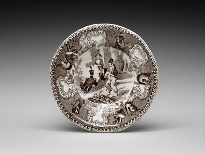 Pohártányér, c. 1837-1856 (ólommázas cserépedény transzfernyomással) alkotó: James (attr.to) Beech