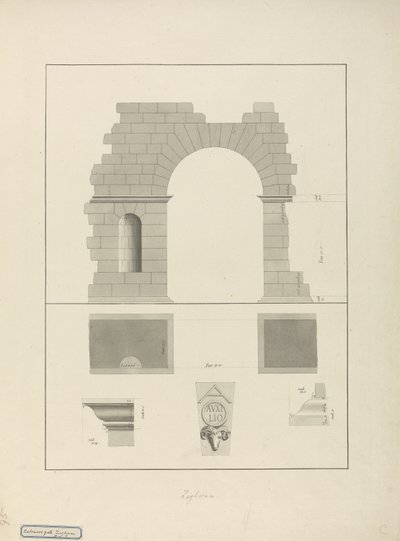 Bejárati kapu, Zaghouan (toll és tinta mosással papíron) alkotó: James 1730-94 Bruce