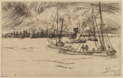 Amszterdam, a Tolhuisból, 1863. alkotó: James Abbott McNeill Whistler