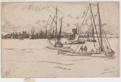 Amszterdam, a Tolhuisból, 1863. alkotó: James Abbott McNeill Whistler