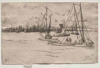 Amszterdam a Tolhuistól, 1863. alkotó: James Abbott McNeill Whistler