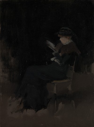 Fekete elrendezés: Girl Reading, kb. 1880-90. alkotó: James Abbott McNeill Whistler