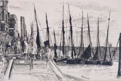 „Csónakok Billingsgate mellett”, London, 1859 alkotó: James Abbott McNeill Whistler