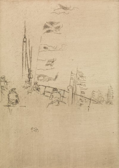 Bunting, a The Naval Review című tizenkét metszetből álló sorozatból, 1887. alkotó: James Abbott McNeill Whistler