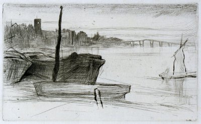 Chelsea híd és templom alkotó: James Abbott McNeill Whistler
