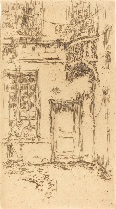 Udvar, Rue P.L. Futár, 1888. alkotó: James Abbott McNeill Whistler