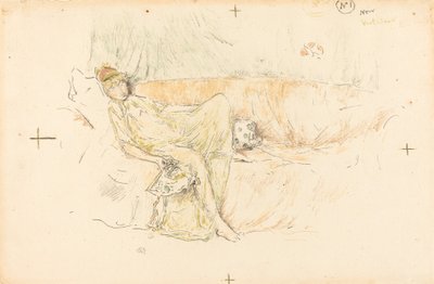 Drapált figura, fekvő, 1892. alkotó: James Abbott McNeill Whistler