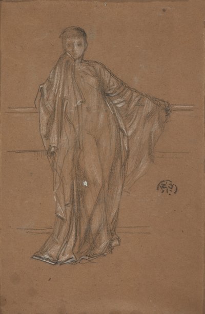 Drapált figura korlátnál, 1868-1870. alkotó: James Abbott McNeill Whistler
