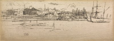 Dry-Dock, Southampton, egy tizenkét rézkarcból álló sorozatból, The Naval Review, 1887 alkotó: James Abbott McNeill Whistler