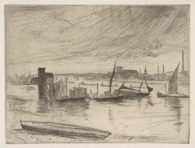 Kora reggel, Battersea Battersea Dawn Cadogan móló, 1861. alkotó: James Abbott McNeill Whistler