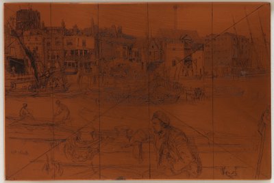 Rézkarc: Black Lion Wharf, 1859. alkotó: James Abbott McNeill Whistler
