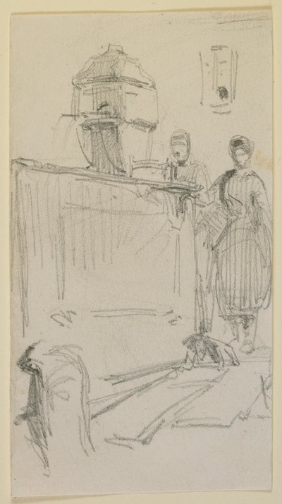 Alakzatok egy szökőkút mellett, 1858. alkotó: James Abbott McNeill Whistler