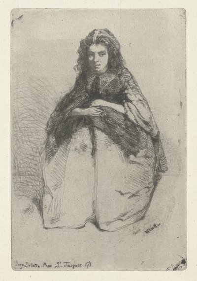Fumette, 1857 körül (maratás és szárazhús) alkotó: James Abbott McNeill Whistler
