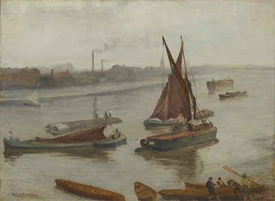 Szürke és ezüst: Old Battersea Reach, 1863. alkotó: James Abbott McNeill Whistler