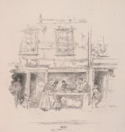 Maunders Fish Shop, Chelsea, 1890. alkotó: James Abbott McNeill Whistler
