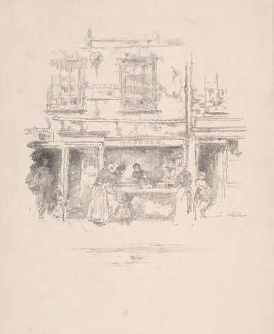 Maunders Fish Shop, Chelsea, 1890. alkotó: James Abbott McNeill Whistler