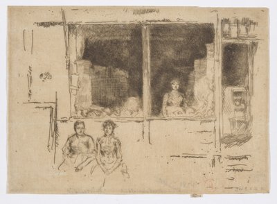 Dinnyebolt, Hounsditch, 1886-88 körül (metszet; tus, papír) alkotó: James Abbott McNeill Whistler