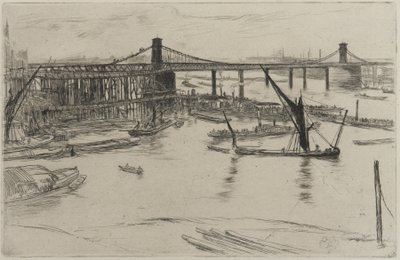 Old Hungerford Bridge, 1861 (rézkarc papírra) alkotó: James Abbott McNeill Whistler