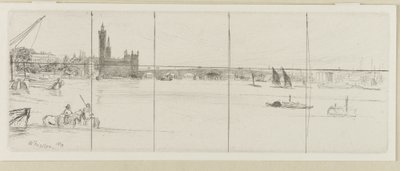 Old Westminster Bridge, 1859. alkotó: James Abbott McNeill Whistler