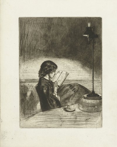 Deborah Delano portréja olvas Olvasás lámpafénynél alkotó: James Abbott McNeill Whistler