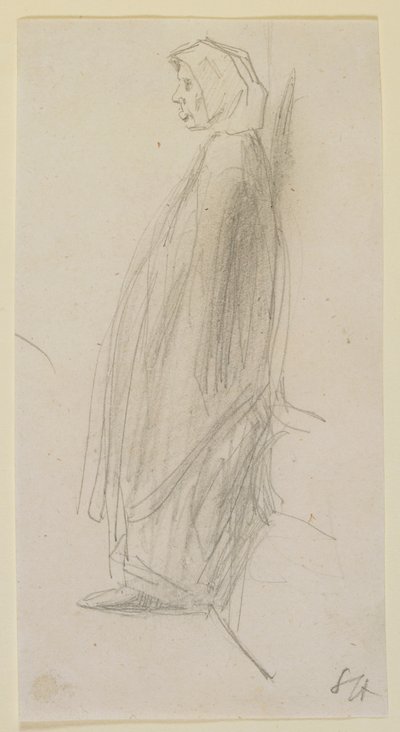 Álló öregasszony profilvázlata, 1858. alkotó: James Abbott McNeill Whistler