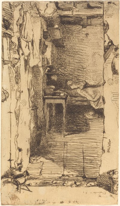 Rag Pickers, Mouffetard negyed, Párizs, 1858. alkotó: James Abbott McNeill Whistler