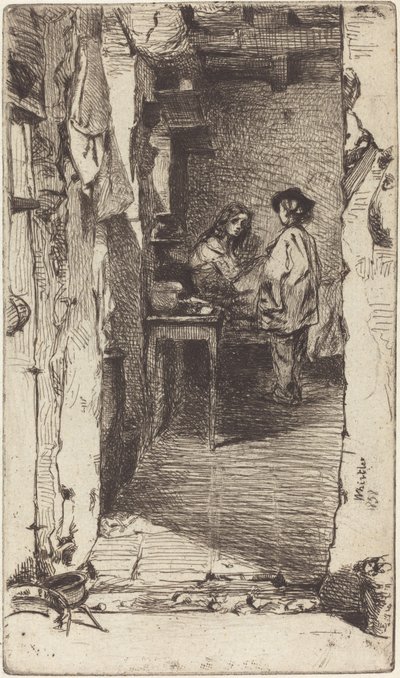 Rag Pickers, Mouffetard negyed, Párizs, 1858. alkotó: James Abbott McNeill Whistler