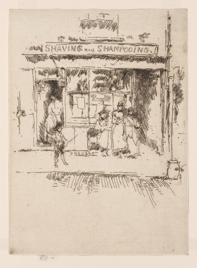 Borotválkozás és hajmosás, 1886-88 körül (metszet; tus, papír) alkotó: James Abbott McNeill Whistler