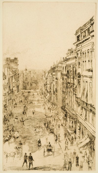 St James’s Street Londonban alkotó: James Abbott McNeill Whistler