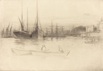 Gőzhajók a torony mellett, 1875. alkotó: James Abbott McNeill Whistler