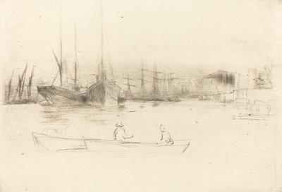 Gőzhajók a torony mellett, 1875. alkotó: James Abbott McNeill Whistler