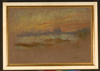 Naplemente; piros és arany-Salute alkotó: James Abbott McNeill Whistler