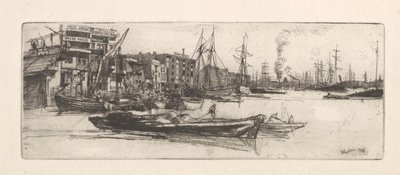Temze raktárak, 1859. alkotó: James Abbott McNeill Whistler